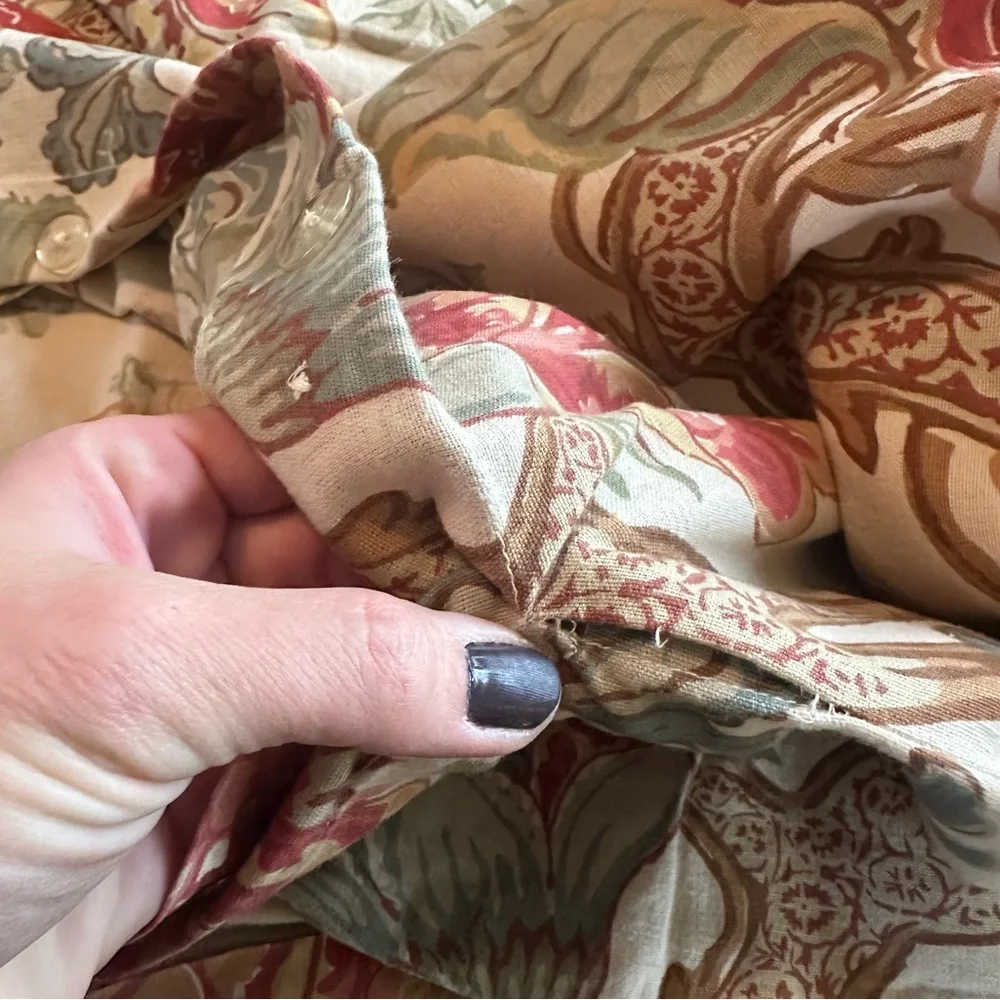Pottery Barn Graciela Palampore Cotton Linen Floral Duvet Cover F/Q Cottagecore